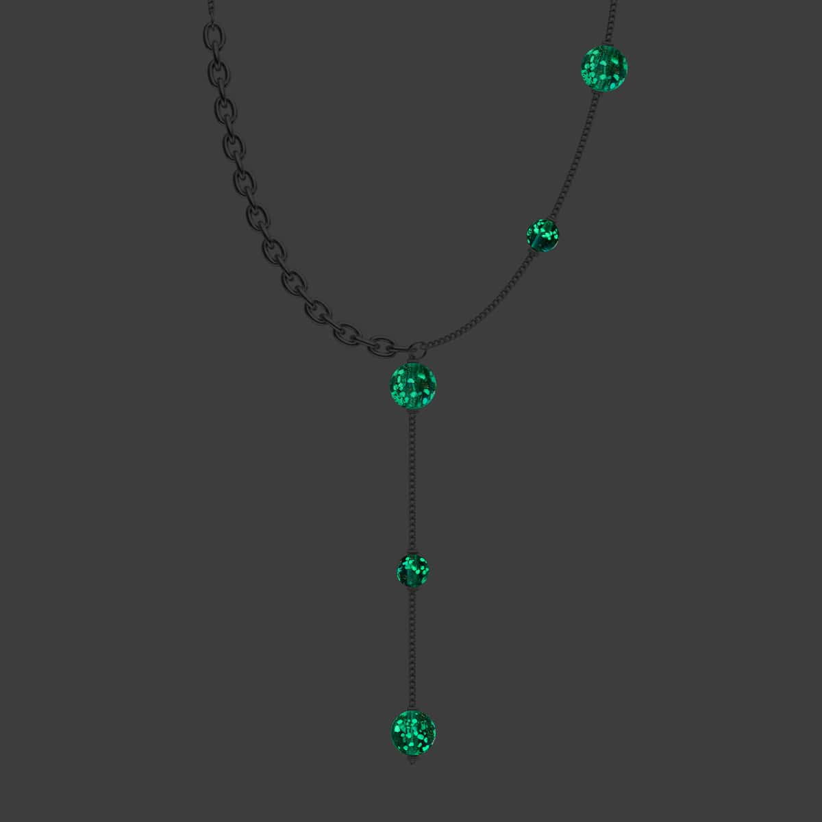 Blaugrün | Silber | Firefly Glas Kaskaden Doppelanhänger